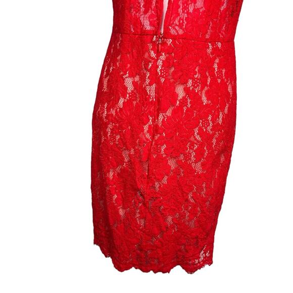 Sans Souci Red Lace Halter Sleeveless bodycon Dress Size XL - Picture 4 of 13